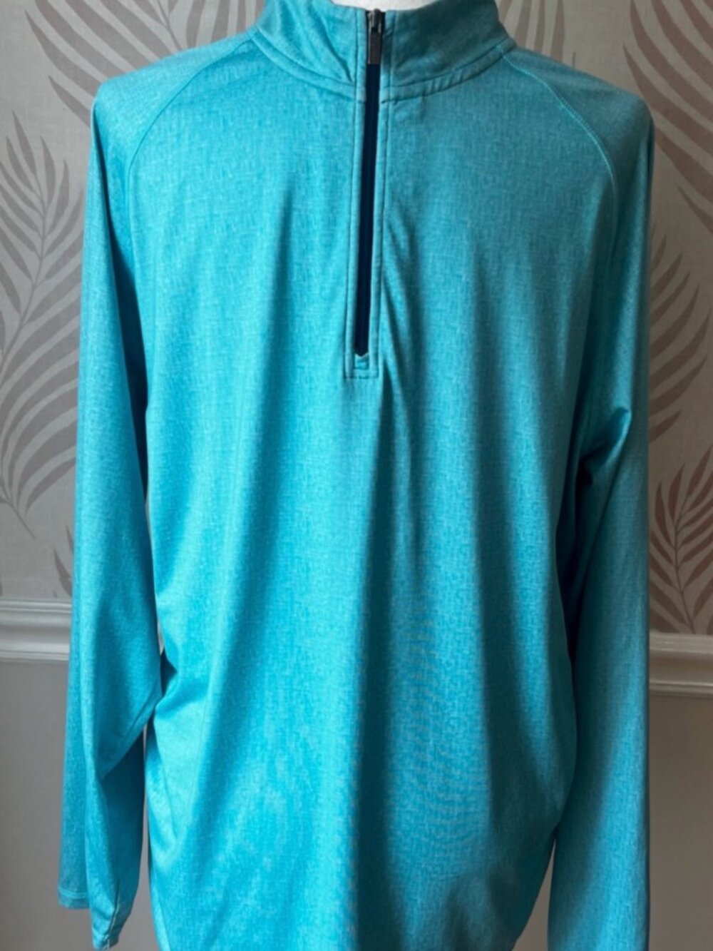 Bugatchi Teal Performance Quarter-Zip Pullover, NWOT, Size L
